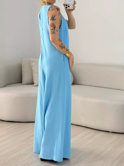 Women's Solid Color Loose Jumpsuit