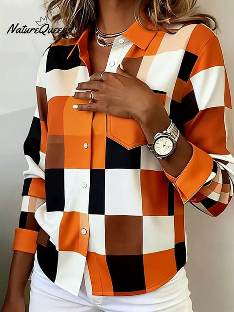 Women's Casual Contrast  Print Shirt