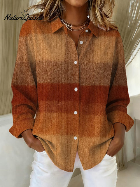 Women's Retro Plaid Art Print Casual Shirt