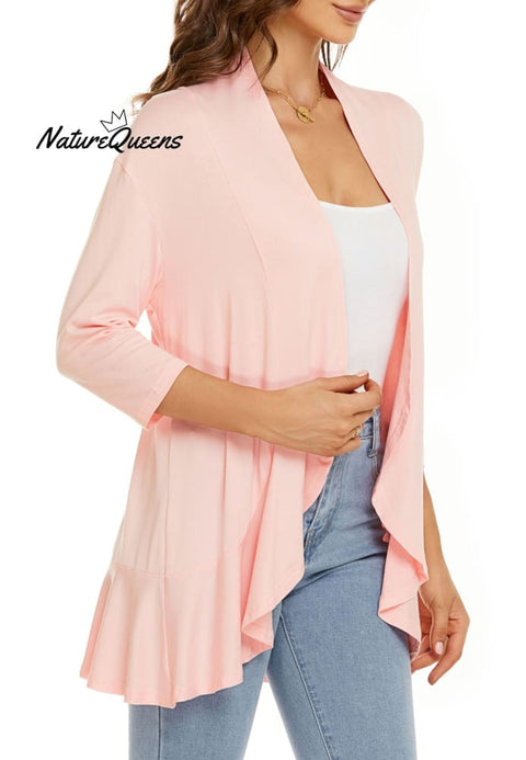 Women’s Casual Lightweight Open Front Cardigans Pink / S (Uk6 - 8)