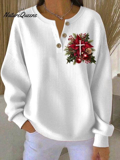 Women's Casual Retro Christmas Textured Knitted Top