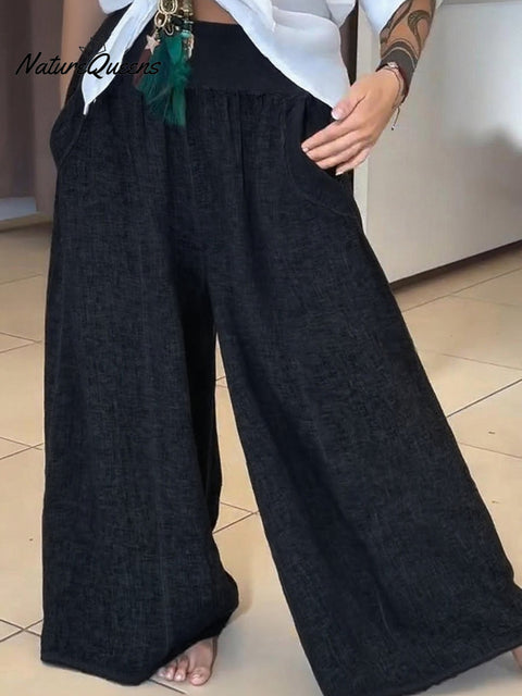 Women's Casual Tie-Dye Linen Wide-Leg Pants