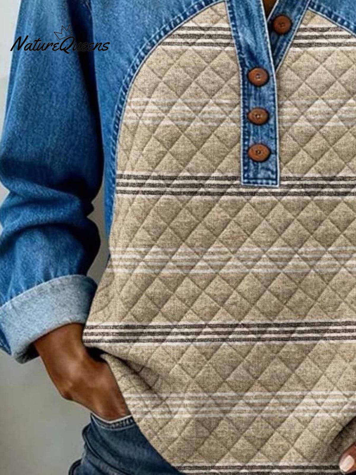 Women'S Casual Color-Blocked Pullover Sweatshirt