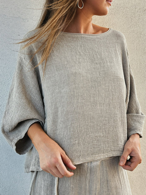 Classic Comfortable Loose Cotton and Linen Top