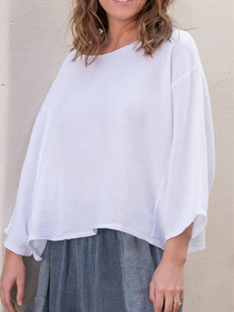 Classic Comfortable Loose Cotton and Linen Top