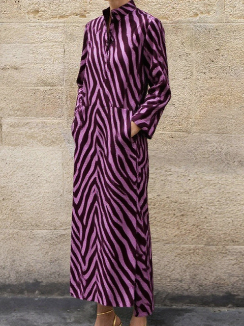Art Berry Zebra Print Pocket Maxi Dress