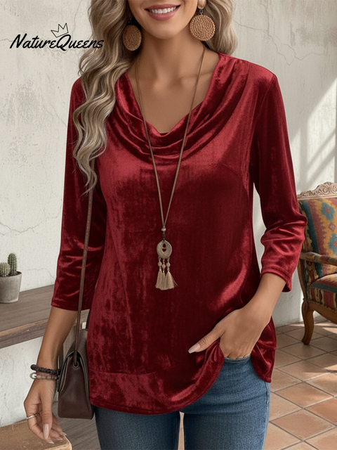 Women's Soft Solid Color Pile Collar Velvet Top