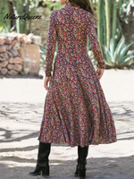 Dream Wilderness Flower Print Knitted Turtleneck Midi Dress