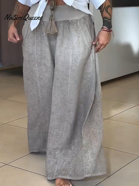 Women's Casual Tie-Dye Linen Wide-Leg Pants