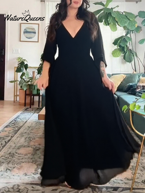 Women's V-neck Stretch Boho Maxi Dress