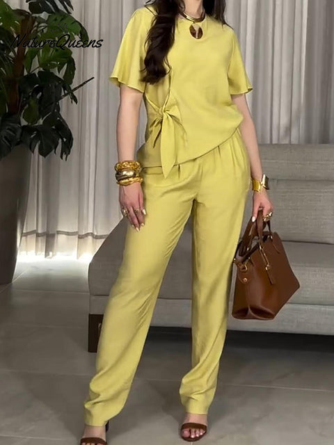 Women's Casual Travel Strap Top and Pants Two-piece Set
