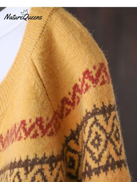 Women's Soft Totem Print Soft Button Cardigan Sweater