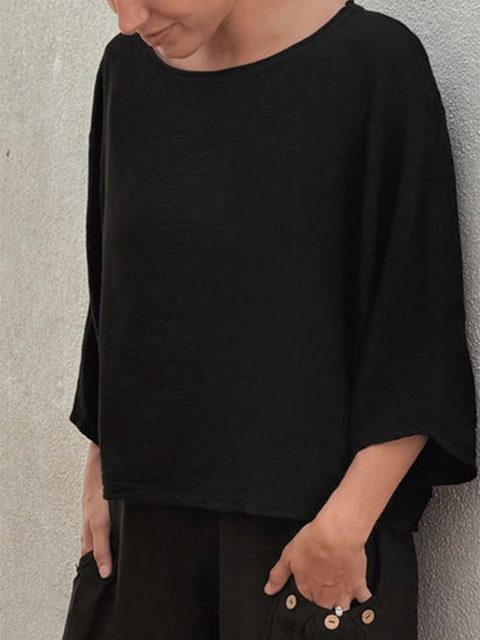 Classic Comfortable Loose Cotton and Linen Top