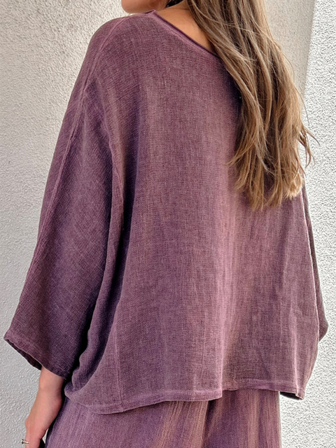 Classic Comfortable Loose Cotton and Linen Top