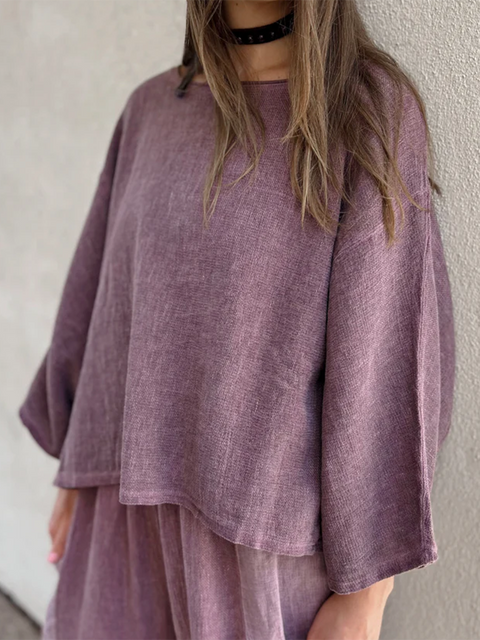 Classic Comfortable Loose Cotton and Linen Top