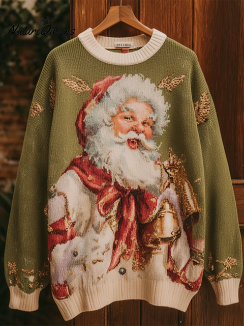 Women's Casual Cute Santa Claus Print Sweater Top