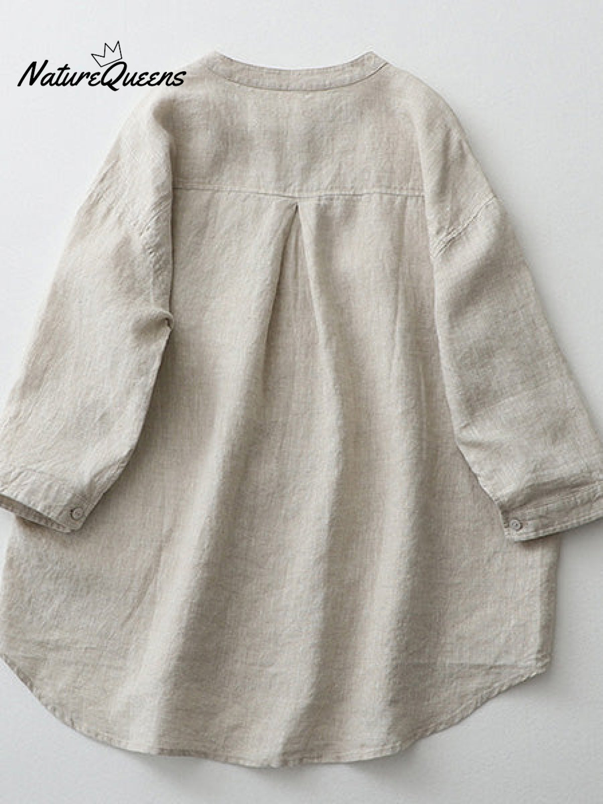 Stand collar 3/4 Sleeve linen shirt