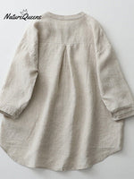 Stand collar 3/4 Sleeve linen shirt