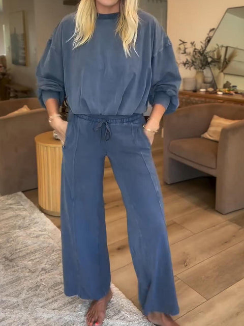 Casual Sweatshirt and Pants Two-piece Set