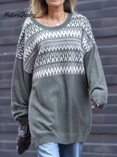 Oversize Aztec Print Sweater