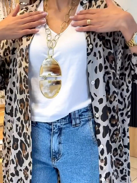 Animal Print Long Cotton Shirt