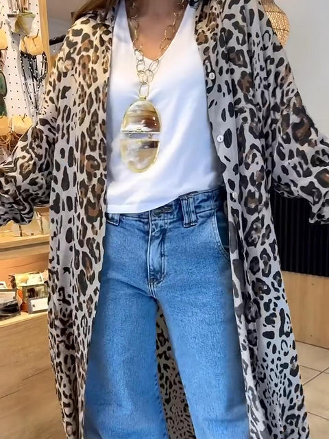 Animal Print Long Cotton Shirt