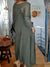 Women's Grid Knit Top Linen Dress Two-Piece Set