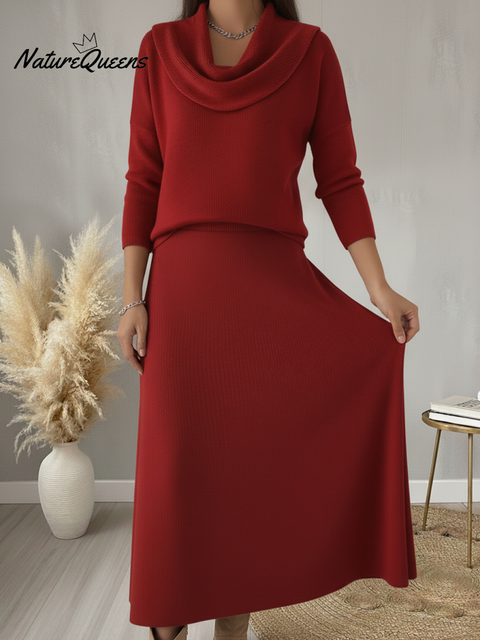 Women's Elegant Solid Color Knitted Umbrella Skirt