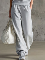 Casual Retro Denim Patchwork Light Gray Sleeveless Sweatshirt And Pants Set