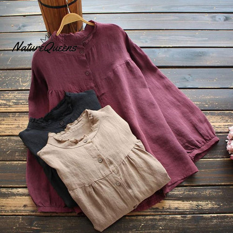 Long Sleeve Loose Cotton Shirt