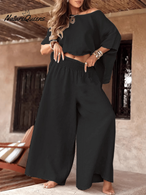 Women'S Loose Solid Color Wide Leg Pants Suit