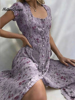 Women's Shift DressShort Sleeve Floral Button Front Print Summer