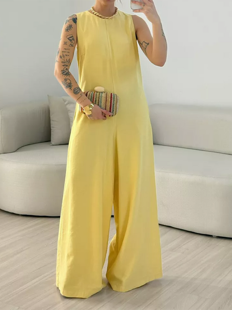 Women's Solid Color Loose Jumpsuit