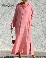 Resort-style panelled linen dress a20a