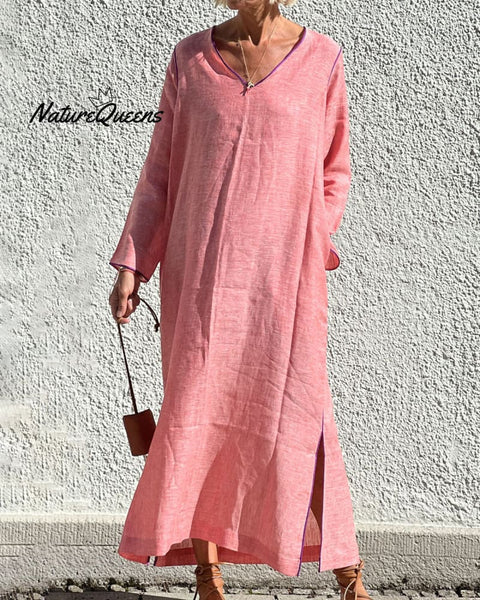 Resort-style panelled linen dress a20a