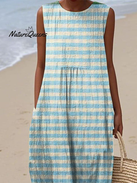 Women's Casual Plaid Sleeveless Dress