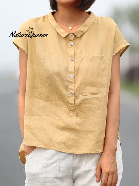 Ladies Casual Sleeveless Shirt With Lapel Button Design