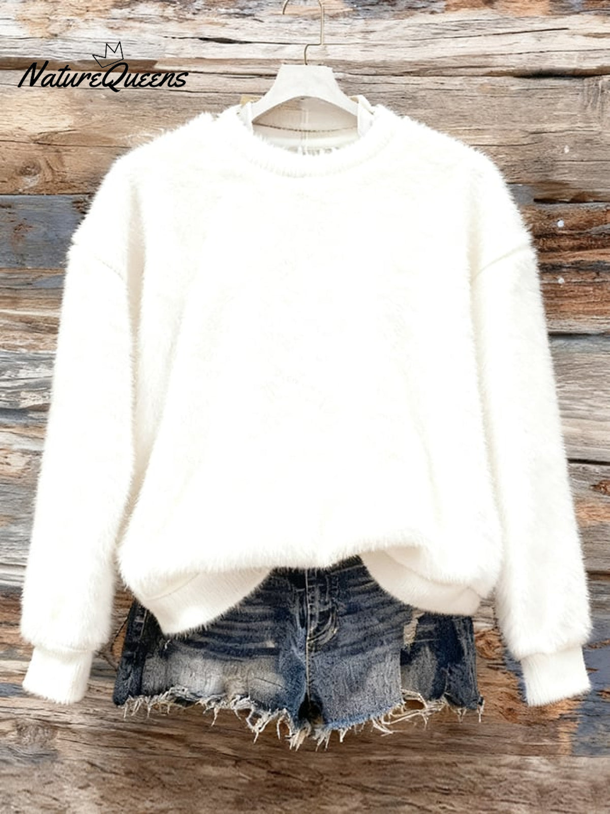 Women's Casual Solid Color Flannel Long Sleeve Sweatshirt