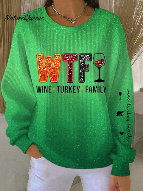 Women's Thanksgiving Turkey Family Print Sweatshirt
