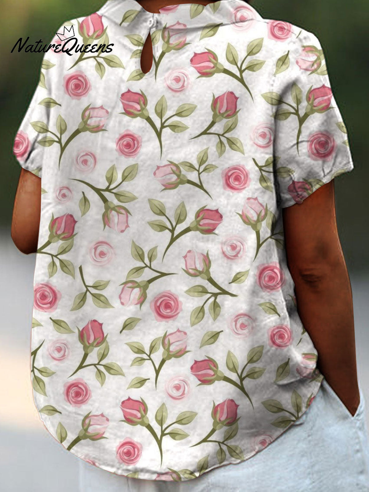 Women’s Floral Print Casual Cotton And Linen Shirt