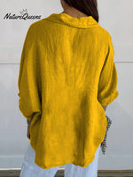 Women's Cute Animal Fun and Colorful Dogs Dachshund Print Casual Linen V-neck Shirt