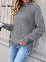Thick Line Turtleneck Pullover Sweater