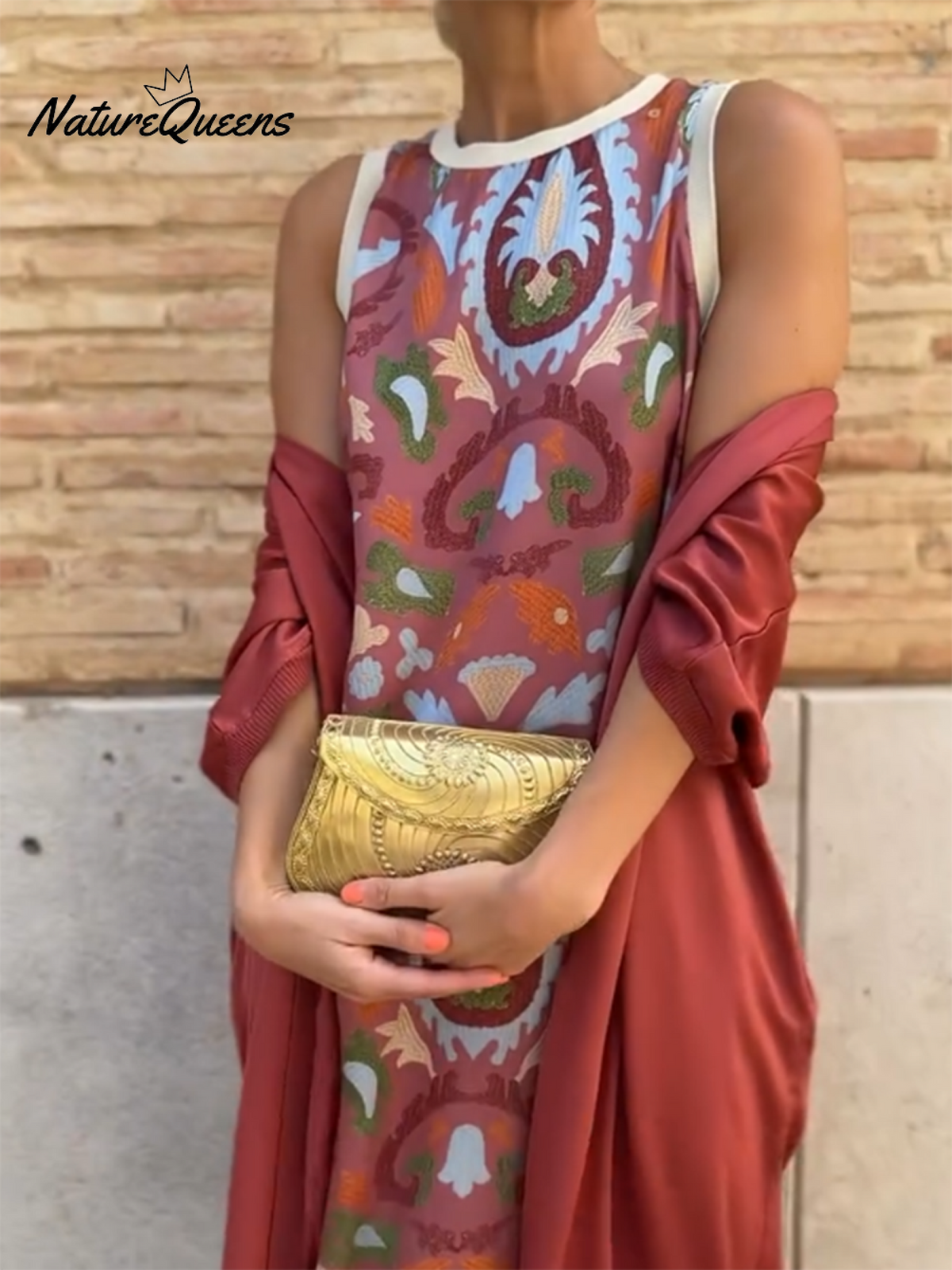 Women's Printed Satin Cardigan Dress Two-Piece Set