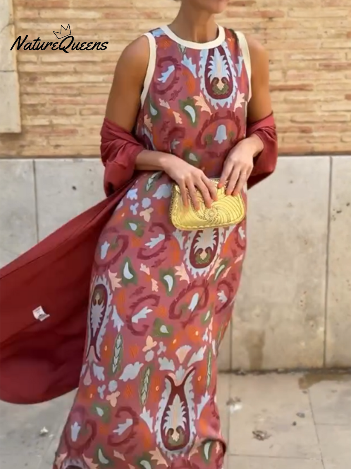 Women's Printed Satin Cardigan Dress Two-Piece Set