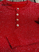 Women's Shiny Henley Neck Solid Color Sweater Top