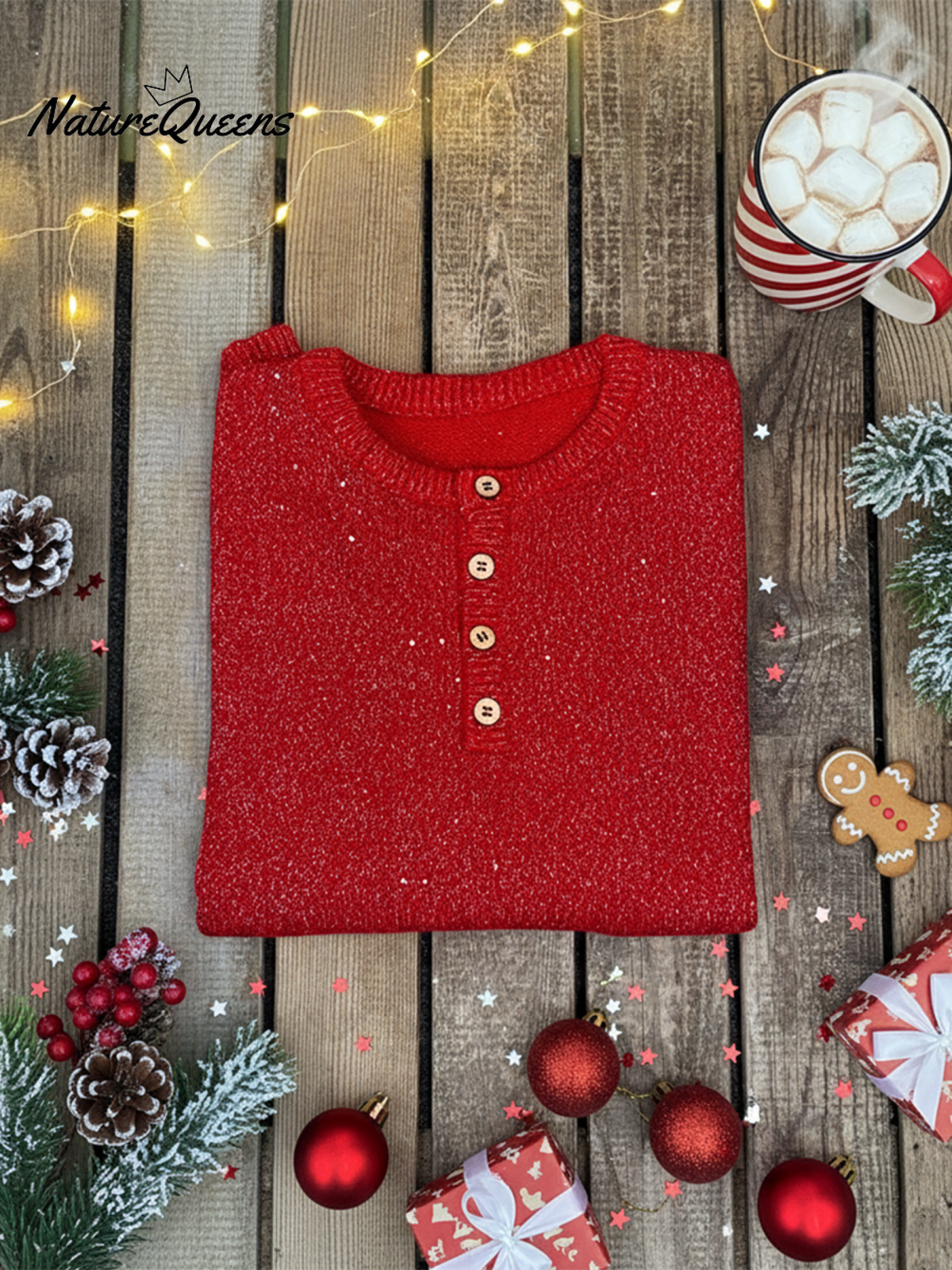 Women's Shiny Henley Neck Solid Color Sweater Top