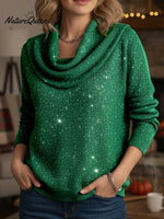 Women's Elegant Solid Color Loose Shiny Sweater