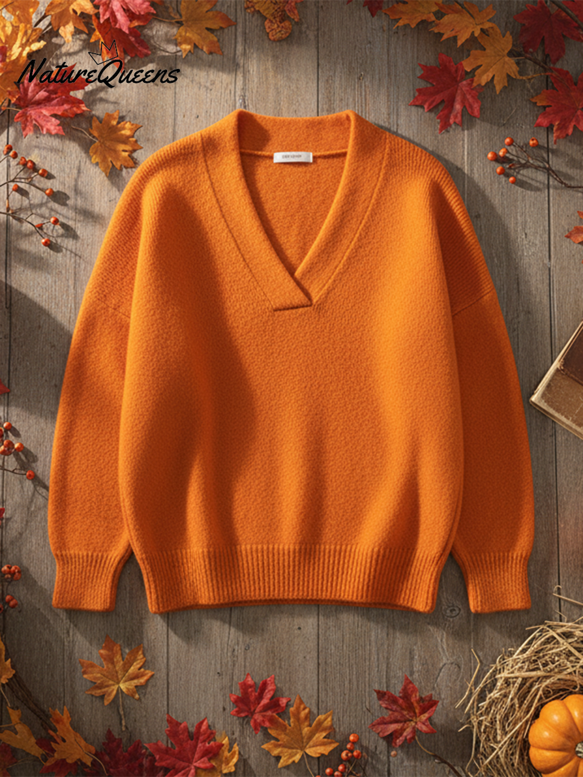 Women's Casual Solid Color V-neck Sweater Top