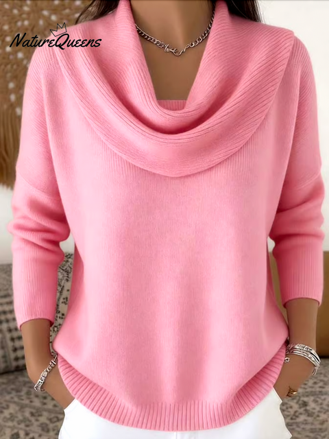 Women's Soft and Elegant Solid Color Ruffled Collar Sweater Top