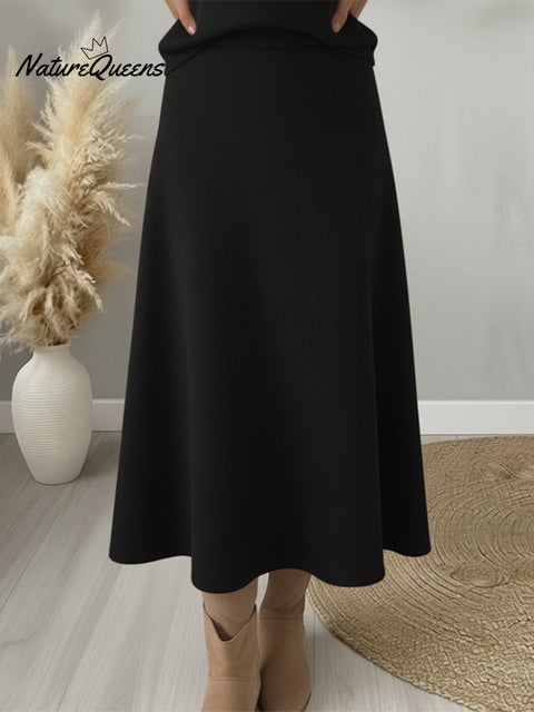 Women's Elegant Solid Color Knitted Umbrella Skirt